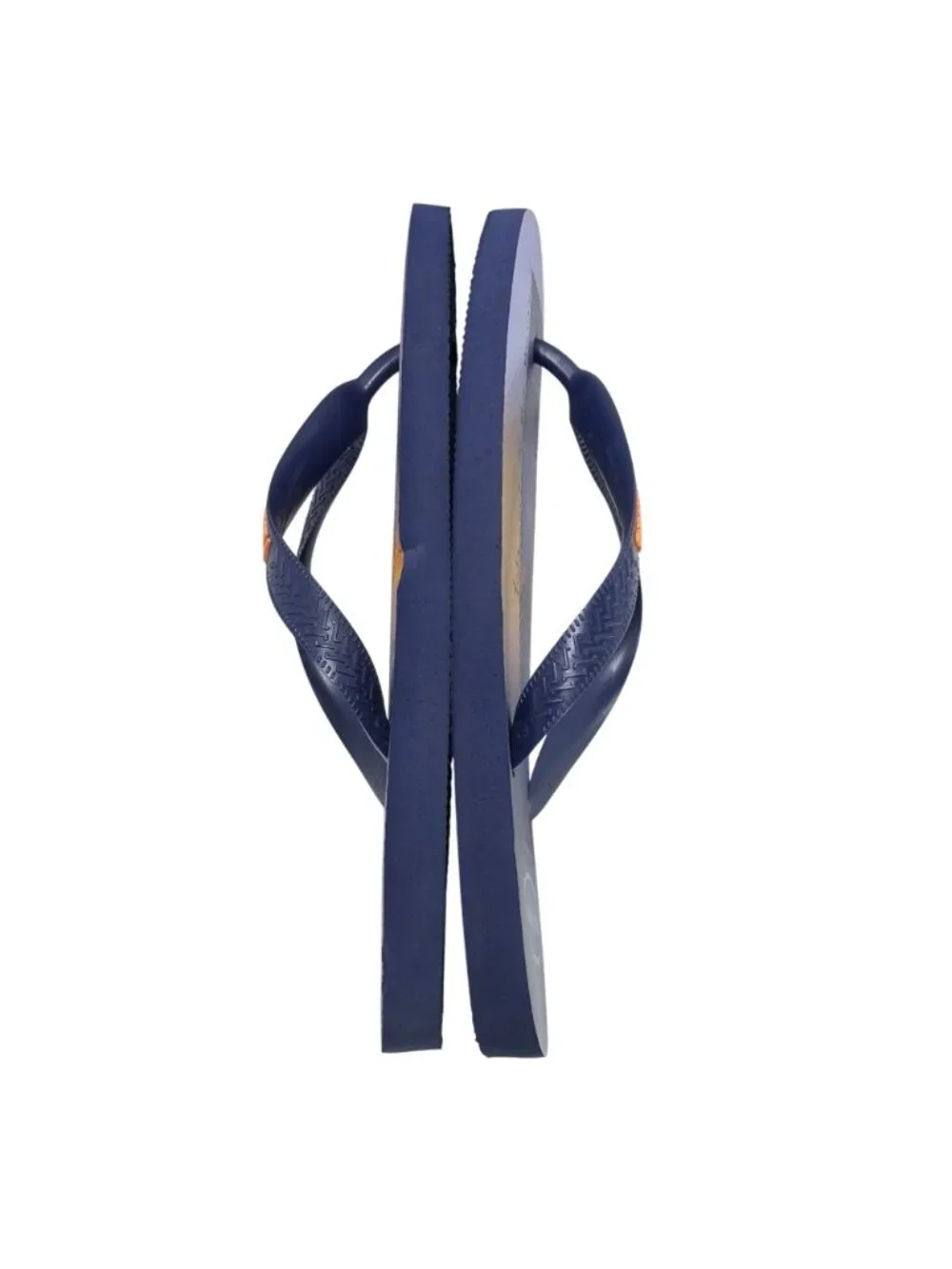HAVAIANAS Men Surf Themed Flip Flops Navy Orange Rubber Beach Sandals Size 8US